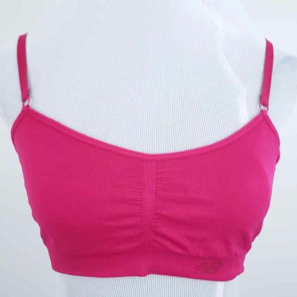 New Balance Yoga Bra Hot Pink Large Wireless Sports Bra Workout Exercise Athleti - Picture 1 of 6